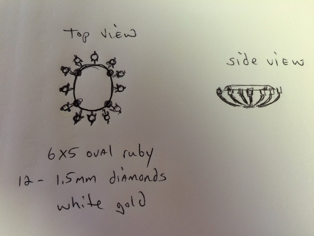 Hand drawn break down of plan to fix/redesign ring